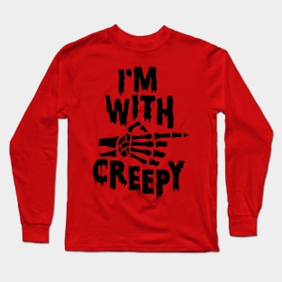 Im With Creepy Skeleton Finger Black Goth Punk Halloween Long Sleeve T-Shirt